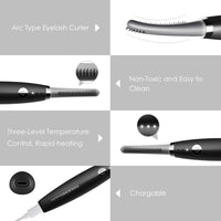 TOUCHBeauty Electric Heated Eyelash Curler, Portable, Smart Adjustable Temperature, Fast Heating, Black