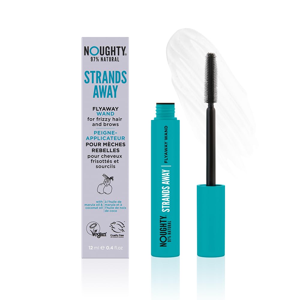 Bacchetta Flyaway Noughty 97% Natural Frizz Magic Strands Away, controlla i capelli e le sopracciglia crespi, finitura elegante e non grassa, con olio di marula e olio di cocco 12 ml