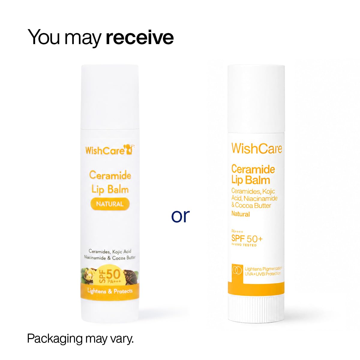 WishCare Ceramide Lip Balm with SPF50 PA+++ - Kojic Acid & Niacinamide - For Lip Lightening & Protection 5gm