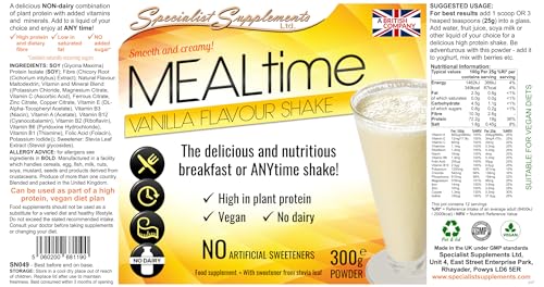 Specialist Supplements MEALtime Vanilla Flavour Shake 300g