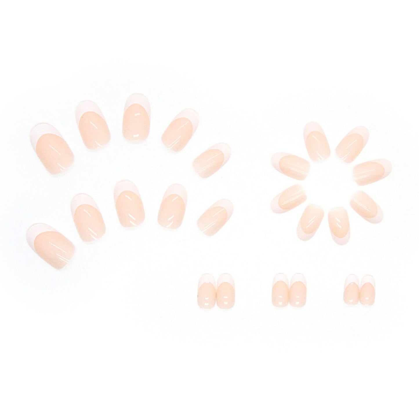 HERBINSOLS Almond False Nails - French Tip Press on Nails - White Tips Press on Nails Short - 12 Sizes Removable Glue on Nails Full Cover Stick on Nails for Women DIY Manicure