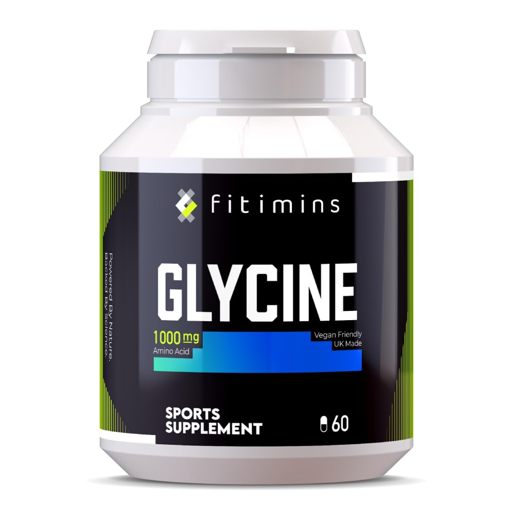 Glycine 1000mg Well-Being Supplements | Build More Muscle, Improve Exercise Performance, Support Brain Health | 1-Month Supply | 60 Vegan Capsules | Fitimins