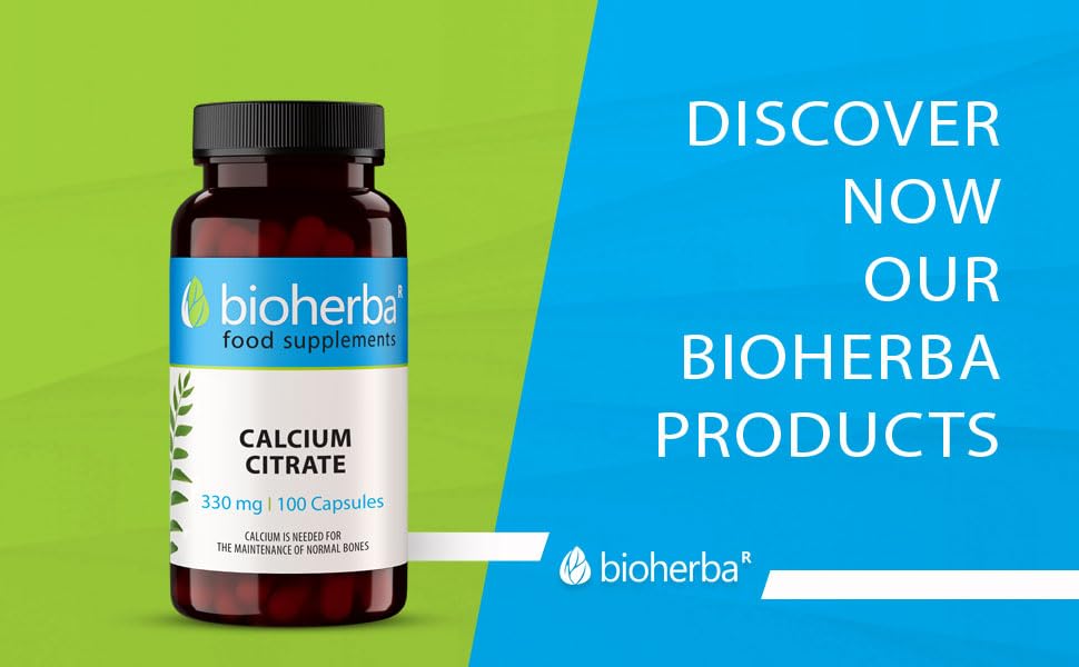Calcium Citrate 330 mg – 100 Capsules | High-Absorption Supplement for Bones, Teeth, and Muscle Function by BIOHERBA