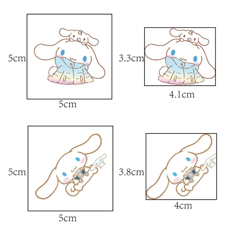 Yangsiw Cinnamoroll Temporary Tattoo for Fans, 20 Sheets Big Temporary Tattoo Body Art Tattoo Stickers,Goody Bag Stuffers Party Bag Fillers (2x2 Inch)
