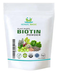 Herbal Magic's Pure & Natural Blend - Biotin Powder (10,000 mcg in 1 Scoop) - UKAS LAB Tested in UK - Made from 14 x Fruits, Vegetables & Herbs - No fillers/Preservatives/Color/Maltodextrin- 100gms