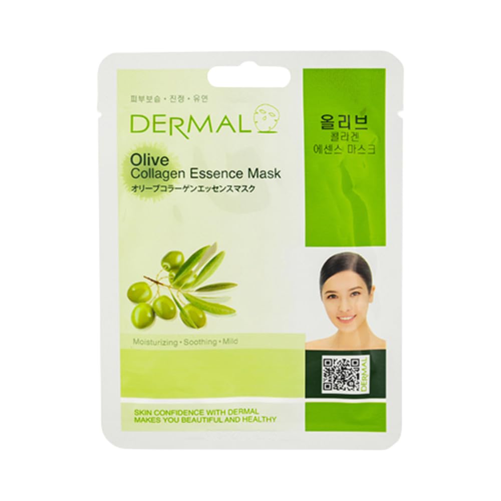 FabFinds Derma sheet face masks Skincare Sheet Korean Collagen Essence Mask Multipack (5, Green Olive)