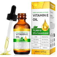 WeiWeiLa Vitamin E Oil for Scars & Skin - Natural Scar Treatment Oil, 75,000 IU, Non GMO, Cold Pressed, Anti-Aging Body Moisturiser, Fades Stretch Marks, Hydrates Dry Skin & Hair, 60ml