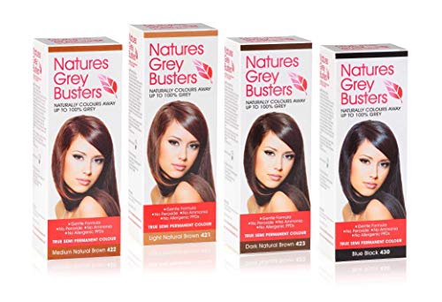 Natures Grey Busters PPD FREE Hair Dye - Light Brown Hair Dye (Natural Colour) | No Ammonia | No Peroxides | The Natural, Safe Way To Colour Away Your Grey! (Semi Permanent Colour) 70ml