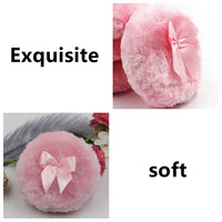 Dawwoti 4 Pcs Fluffy Plush Powderpuff Soft Face Powder Puff Bowknot Dry Powder Puff for Face and Body Powder