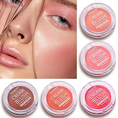 Phoera PHOERA Makeup Face Cheek Blush Cream Matte Blusher Super blend-able Sweat-Resistant Pressed Foundation Non_Greasy Palette AQUAPURITY (102 PEACH)