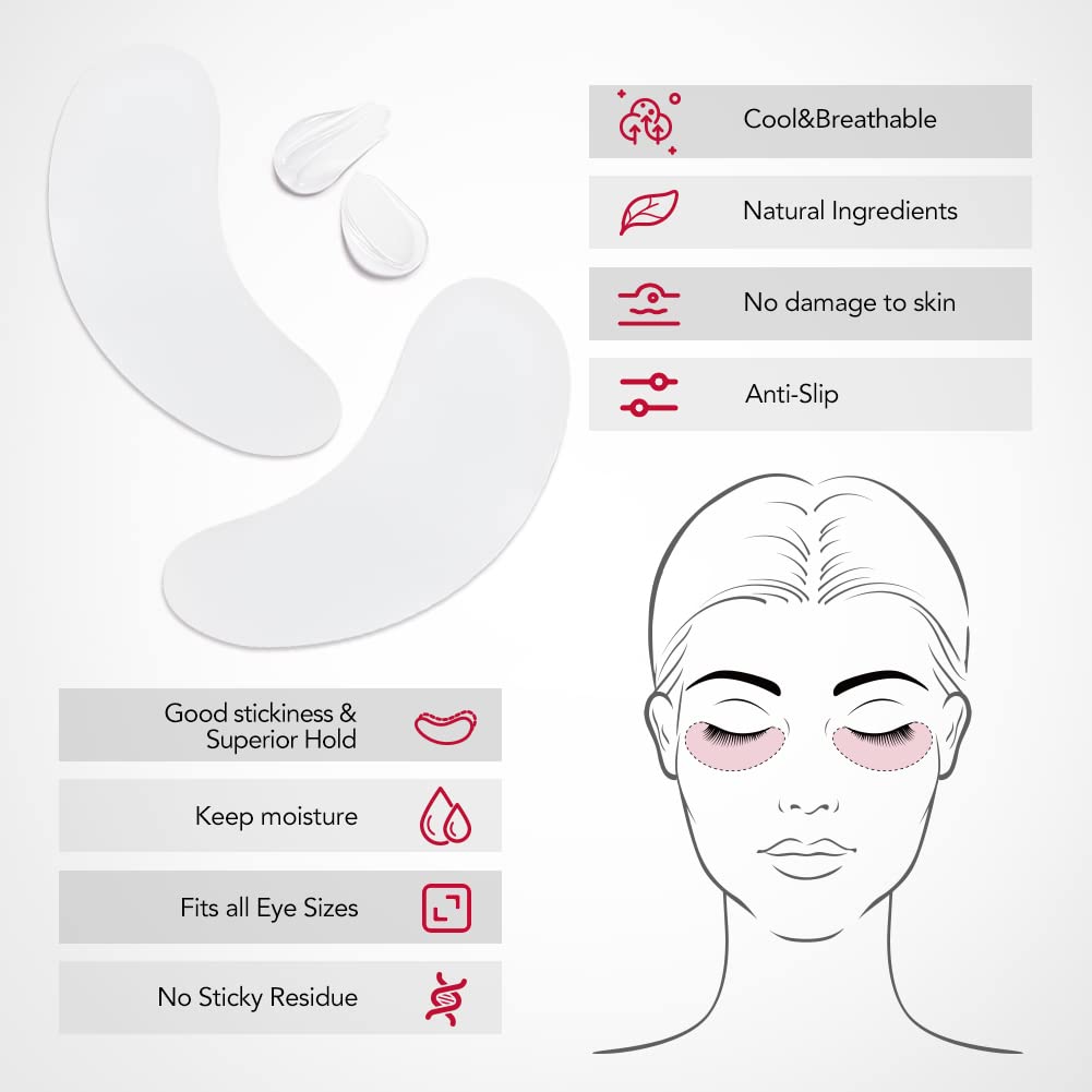 Lunamoon 50Pairs Eyelash Extension Pads Under Eye Gel Pads Lash Pads Lint Patches Under Eye Patches Eye Pads for Eyelash Extensions (BlackOR)