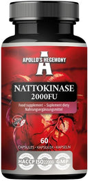 APOLLO'S HEGEMONY Nattokinase High Strength 100mg (2000 FU) - 60 Vegan Capsules - 2 Months Supply - Enzymes from Fermented Soybeans - Supplement to Support Circulation Health - by Apollo's Hegemony