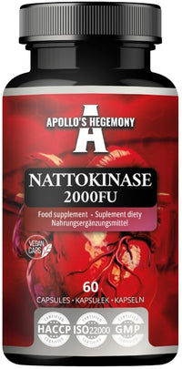 APOLLO'S HEGEMONY Nattokinase High Strength 100mg (2000 FU) - 60 Vegan Capsules - 2 Months Supply - Enzymes from Fermented Soybeans - Supplement to Support Circulation Health - by Apollo's Hegemony