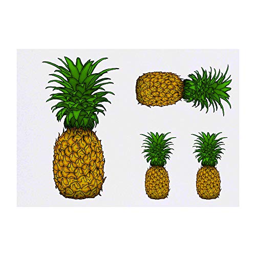 4 x 'Pineapple' Temporary Tattoos - Water Resistant, Skin-Safe, Non-Toxic Transfers, Mixed Sizes (TO00039925)