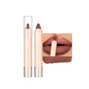 QUIWEN Matte Lip Crayon Nude Lipstick Pencil Velvety Creamy Matte Lip Liner Full Coverage High Pigment Waterproof Long Lasting Lipstick for Women, Non-Stick Cup Lipliner Pencil