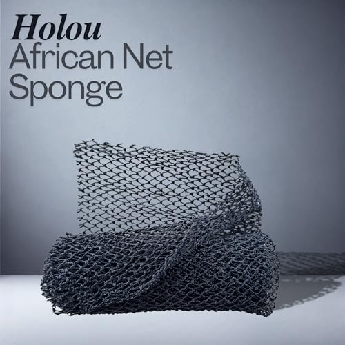 Holou African Net Sponge Authentic – Real Exfoliating Net Sponge with Knots for a Deep Clean – Body Wash Cloth for Smooth Skin, Back Scrubbing, Daily Shower Routine & Traditional Bathing