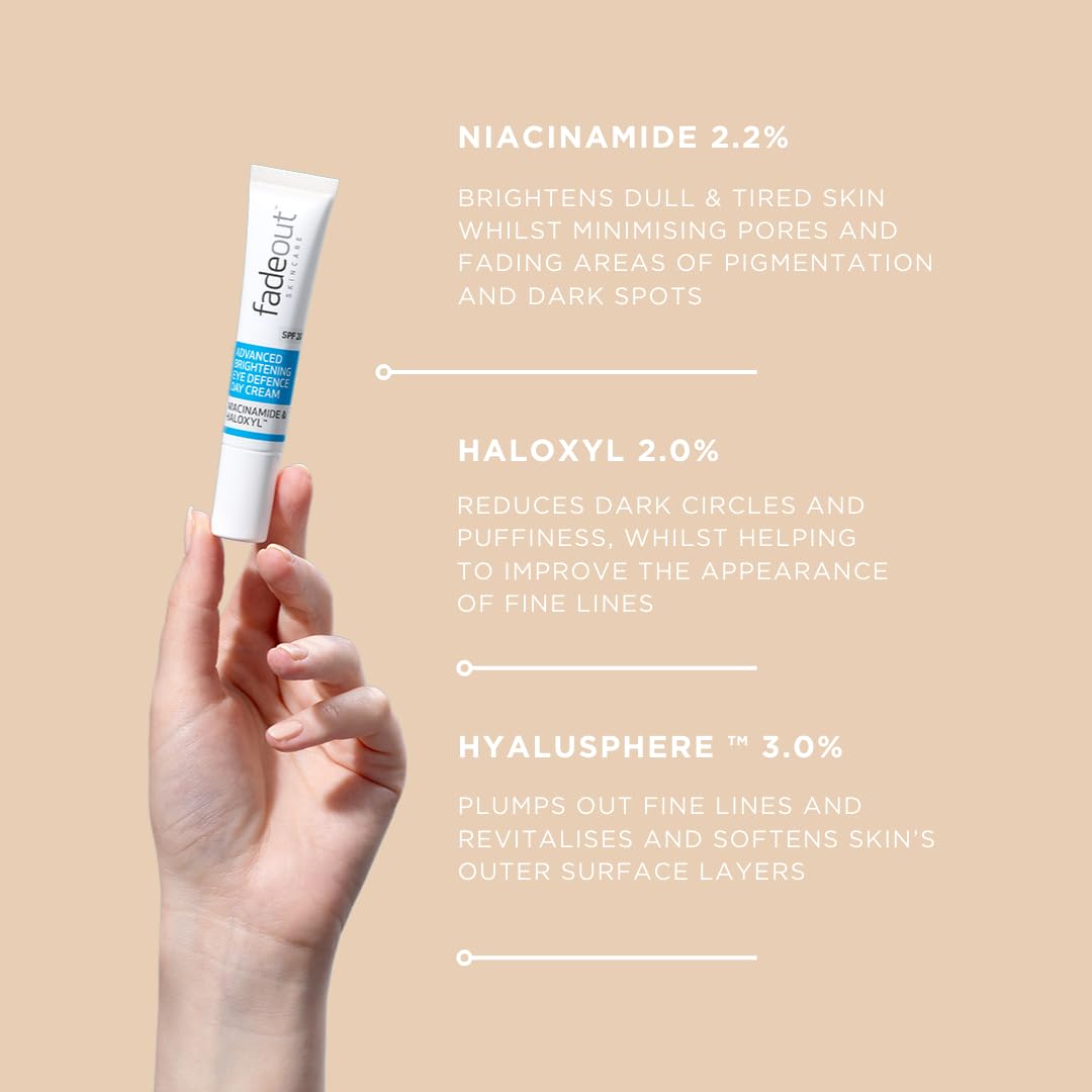 Fade Out Brightening Eye Defence Cream - Brightening cream with Hyaluronic Acid, Haloxyl and Niacinamide, SPF 25, 15ml