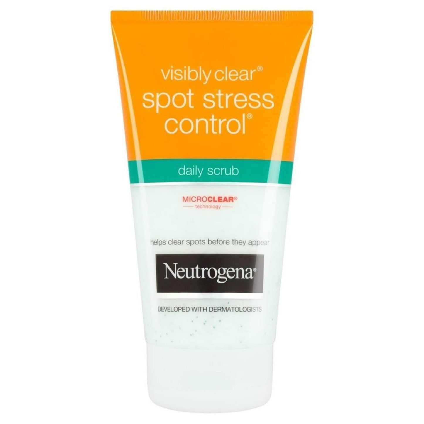 Neutrogena Visibly Clear Spot Stress Control Daily Scrub (1x 150ml), Daily Face Scrub for Spot-Prone Skin, Brightening and Smoothing Scrub with Salicylic Acid, Developed with Dermatologists