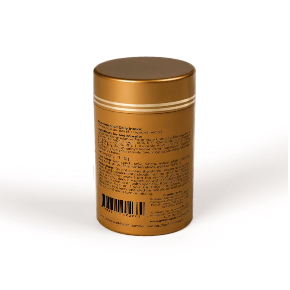 Liposomal Vitamin D, Goldman Laboratories - 2000 IU - Patented Complex Vitamin D3 K2-MK7 C - Maximum Bioavailability - Immunity, Bones, Teeth, Joints, Good Mood – 60 Capsules - Slow Release