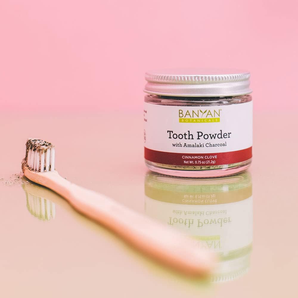 Banyan Botanicals Cinnamon Clove Tooth Powder – Ayurvedic Fluoride-Free Toothpaste Alternative with Miswak & Activated Charcoal (from Amla) – 0.75oz, 80+ Uses – Non GMO Sustainably Sourced Vegan