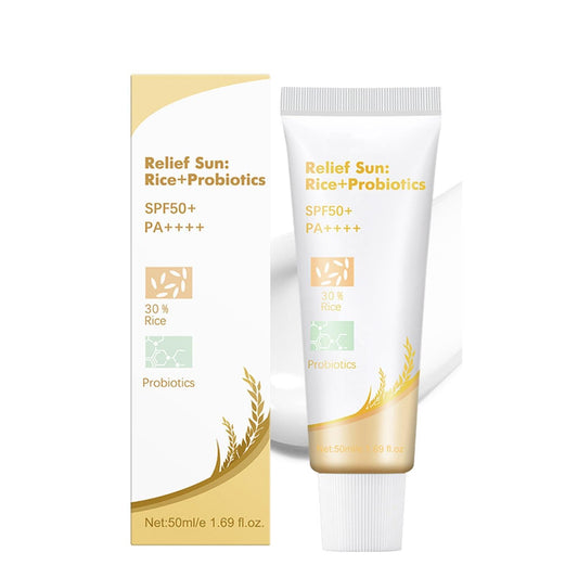 CrownLite Rice Sunscreen SPF 50+, Relief Sun Rice + Probiotics SPF 50 + Sun Cream, Moisturizing Suncream Factor 50 for Face Body, Korean Sunscreen for Dry Sensitive Skin