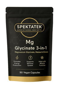 SpektaTek Magnesium Glycinate 3-in-1 Complex – 1800mg with Glycinate, Malate & Citrate – 384mg Elemental Magnesium – High Absorption Vegan Capsules – 90 Count