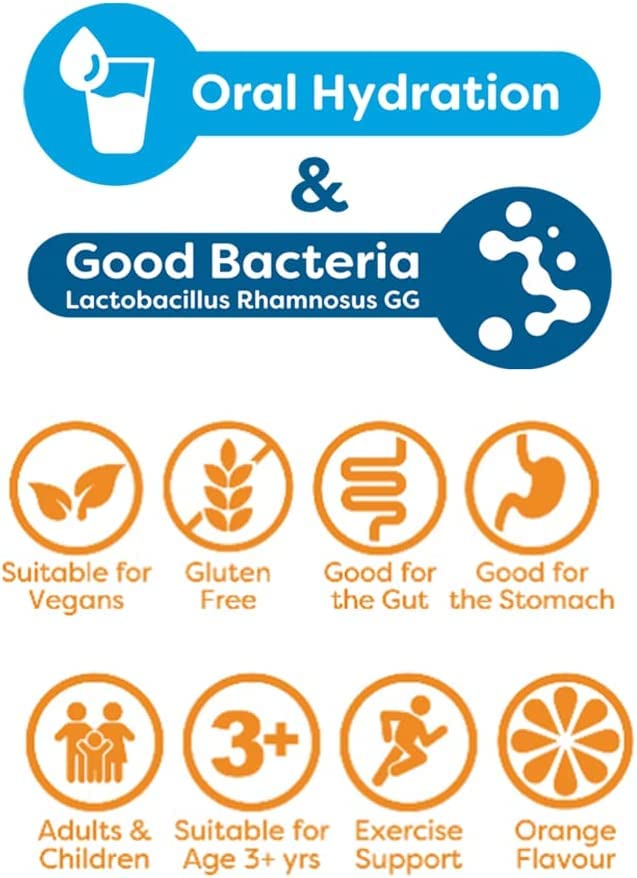 DiaCare Oral Rehydration for Children and Adults | Electrolytes and Probiotic | Orange Flavour | 6 Sachets