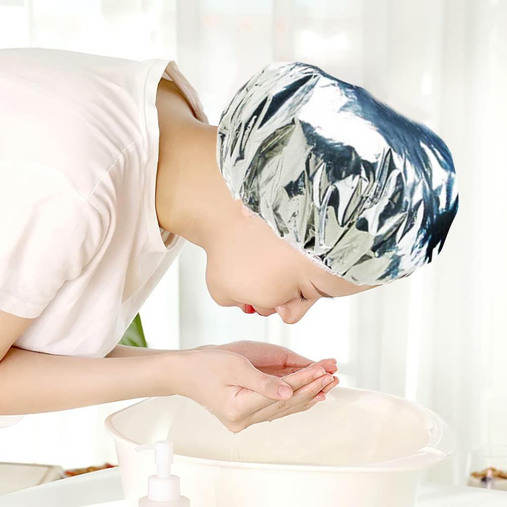 LATRAT Pack of 2 Aluminium Foil Caps for Perm, for Hair, Thermal Salon Hair Cap, Nourishing Waterproof
