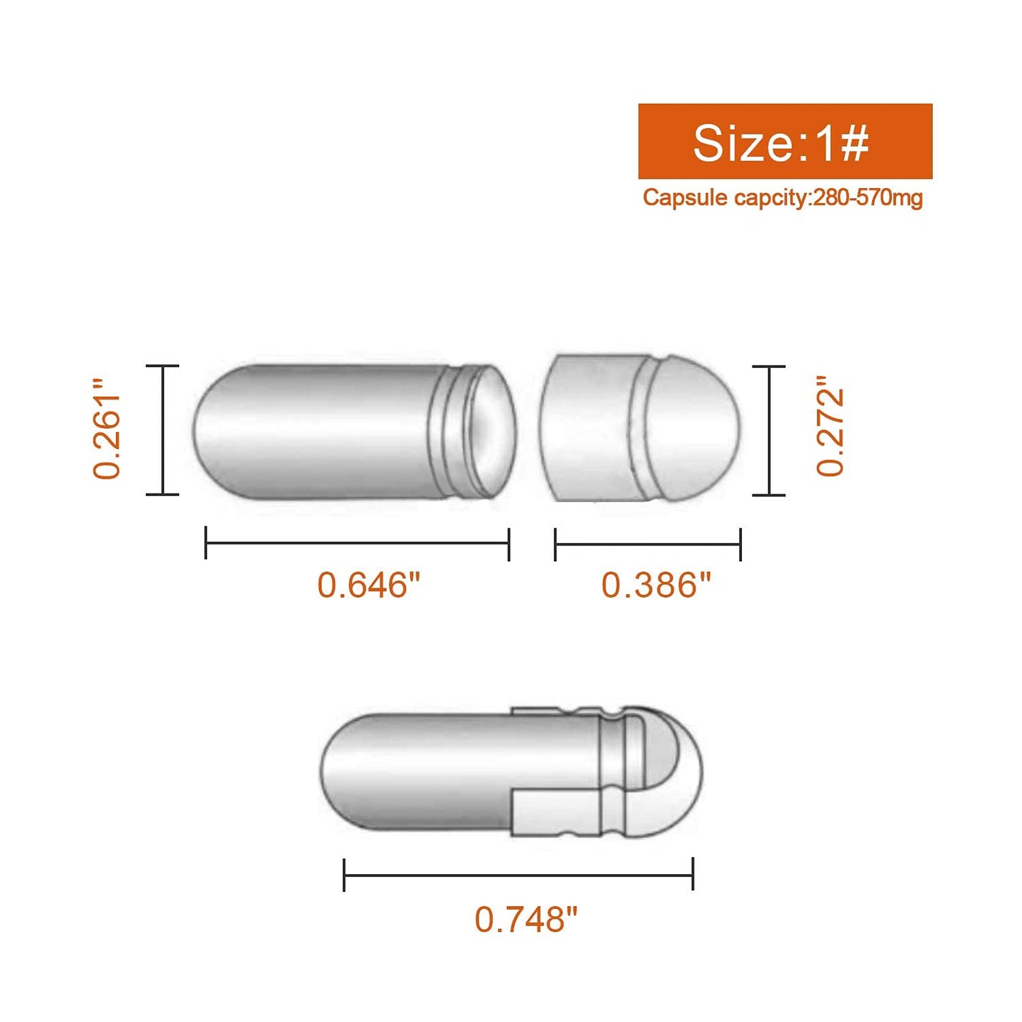 wananfu WANANFU Separated Empty Capsules Size 1 Vegetarian (200 Count), Compatible with Capsule Filling Machine Size 1