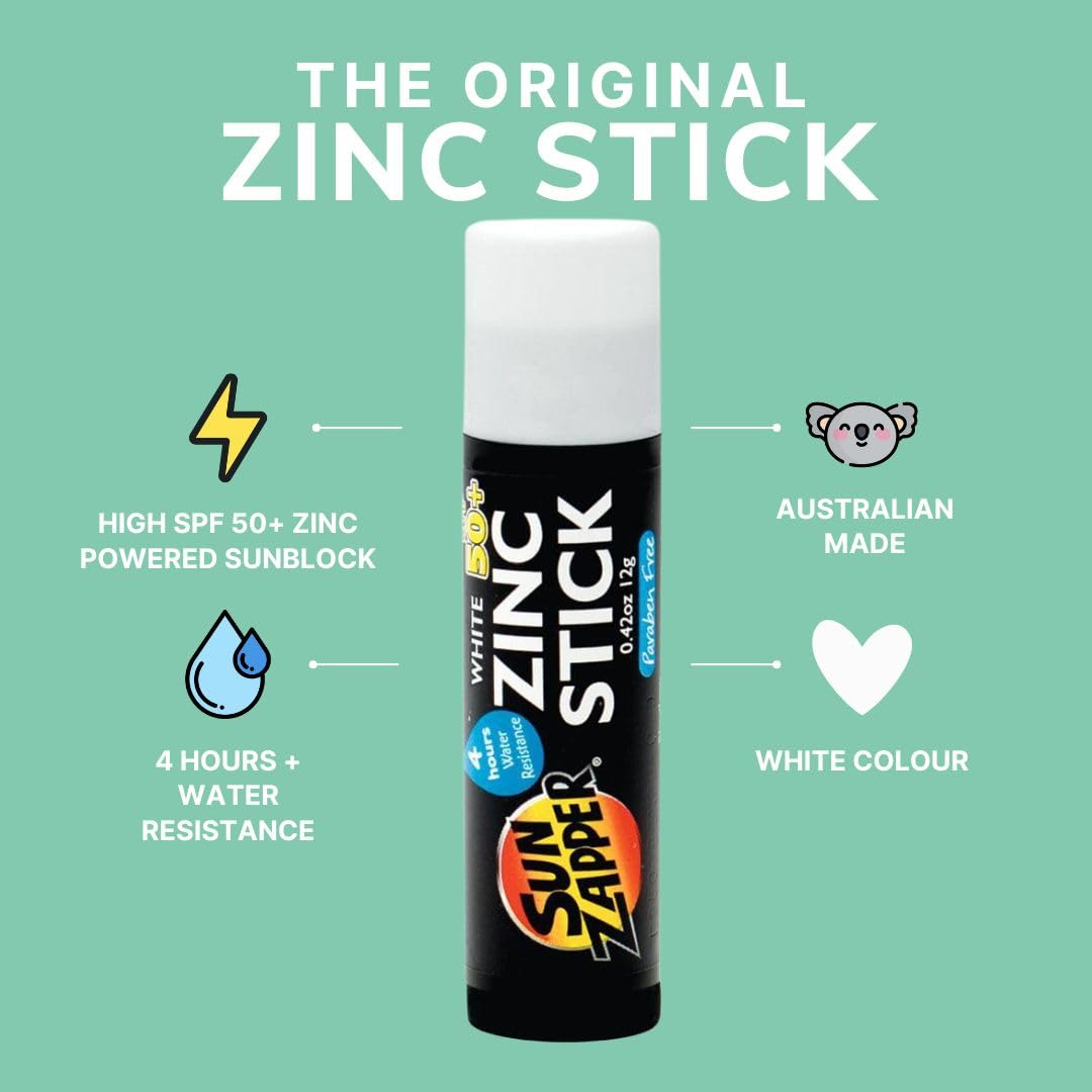 Sun Zapper White Colour Original Zinc Stick SPF 50 + Zinc Oxide Mineral Sunblock Stick for Face