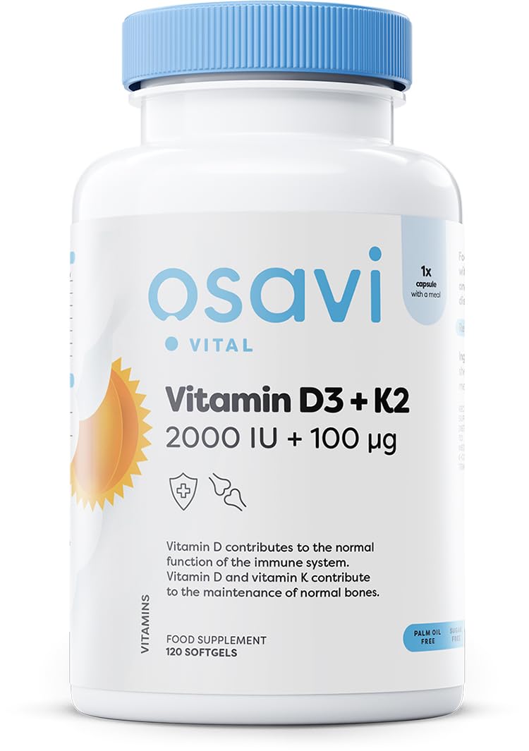 Osavi Vitamin D3 + K2, 2000IU + 100mcg - 120 softgels