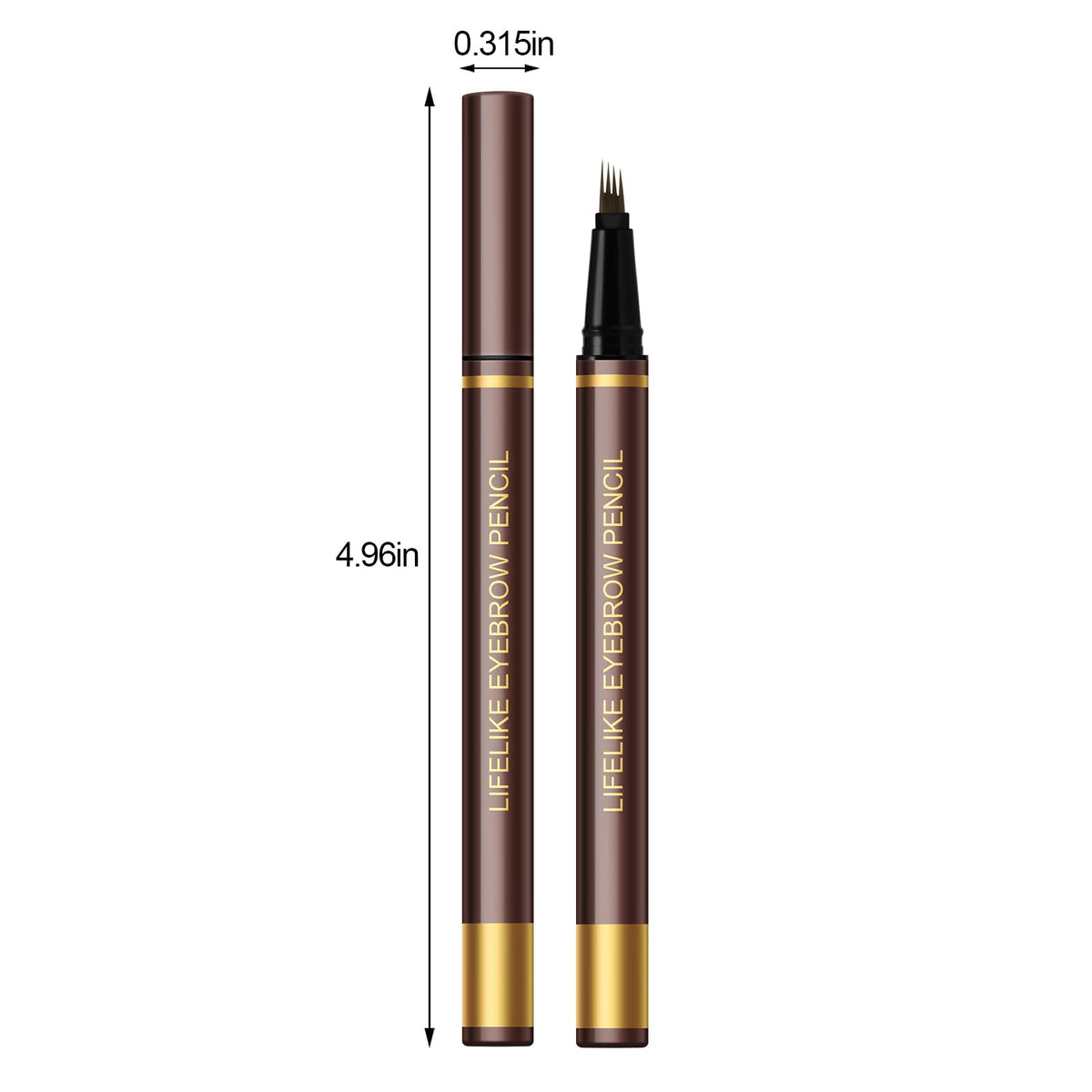 Apooliy Microblading Eyebrow Pen，Waterproof Eye Brow Pencils with 4 Fork Tip，Create Natural Hair-Like Brows, Last All-Day,Dark Brown