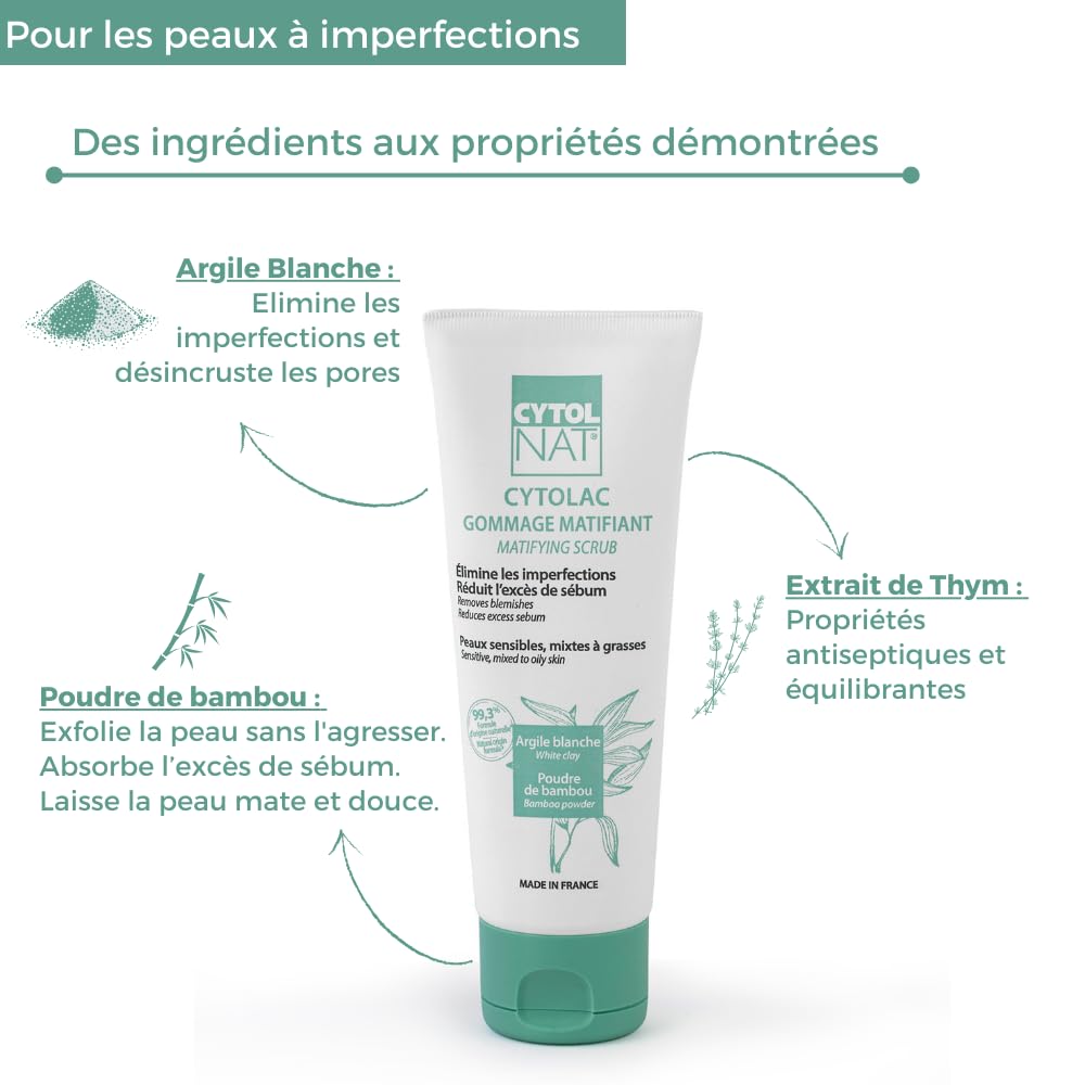 Cytolnat CYTOLNAT - Cytolac Mattifying Scrub - Care for sensitive, combination to oily skin - Eliminates imperfections - Reduces excess sebum - 75ml