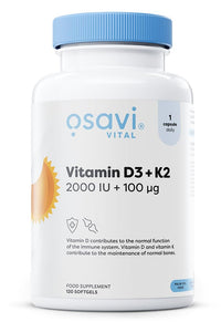 OSAVI Osavi Vitamin D3 + K2, 2000 IU + 100 μg – 120 Softgels | Supports Bone, Teeth & Immune Health | with Quali®–D & K2VITAL® for High Absorption | MCT Oil–Based Formula
