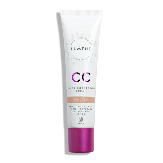 Lumene LUMENE CC Cream Color Correcting Cream Foundation | SPF 20 | Medium Coverage | Lightweight and Antioxidant-Rich | Hydrates While Reducing Redness | All Skin Types | Vegan | 30 ml | Medium