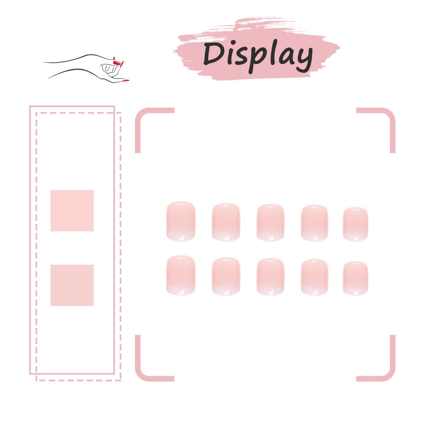 Ceboic 24pcs French False Nails Pink White Tip Short Square Press on Nails Gradient Acrylic Full Cover Stick on Nails with Designs Elegant Touch Fake Nails Women Girls Nail Art Accessories