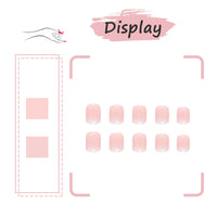 Ceboic 24pcs French False Nails Pink White Tip Short Square Press on Nails Gradient Acrylic Full Cover Stick on Nails with Designs Elegant Touch Fake Nails Women Girls Nail Art Accessories