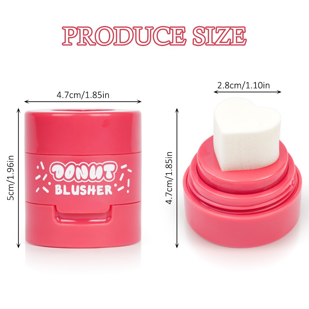 LOPHE Love Cushion Blush Cream, 2 Pcs Air Cushion Blusher with Heart-Shaped Applicator, Moisturizing Stamp Blush Cheek Rouge Soft Cream Blush, Natural-Look Cheek Tint Set Long Lasting Makeup (#02+#05)