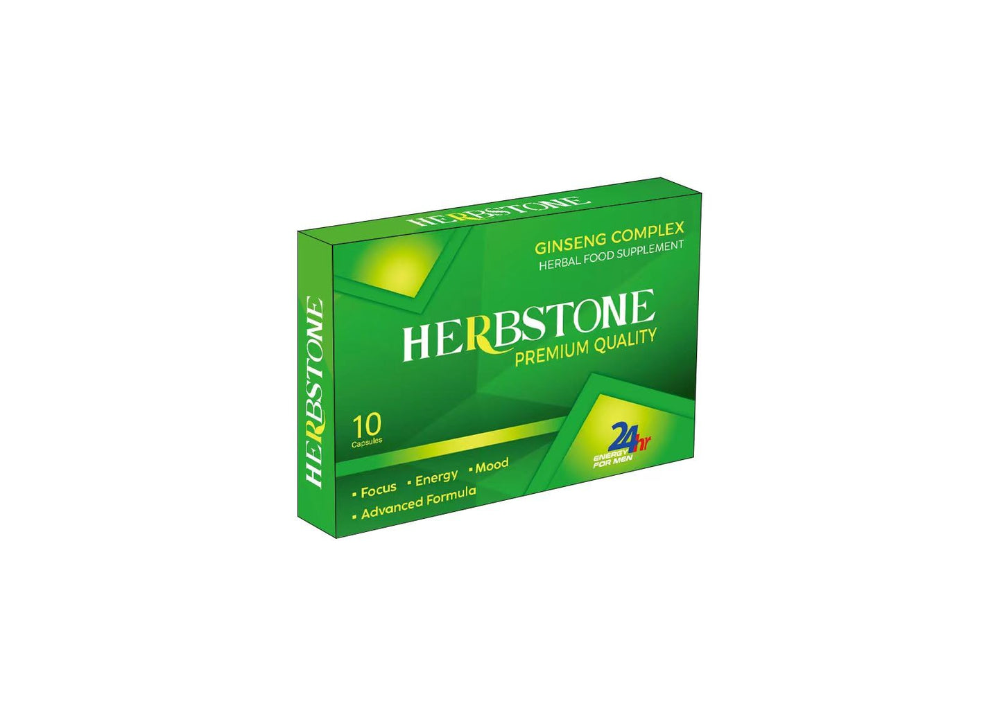 HerbStone New! Super Extra-Strong HERBSTONE - Ginseng and Herbal Food Supplement for Men. The Most Effective Natural, Powerful and Fast Acting Food Supplement for Men! - (Pack of 10 Capsules)