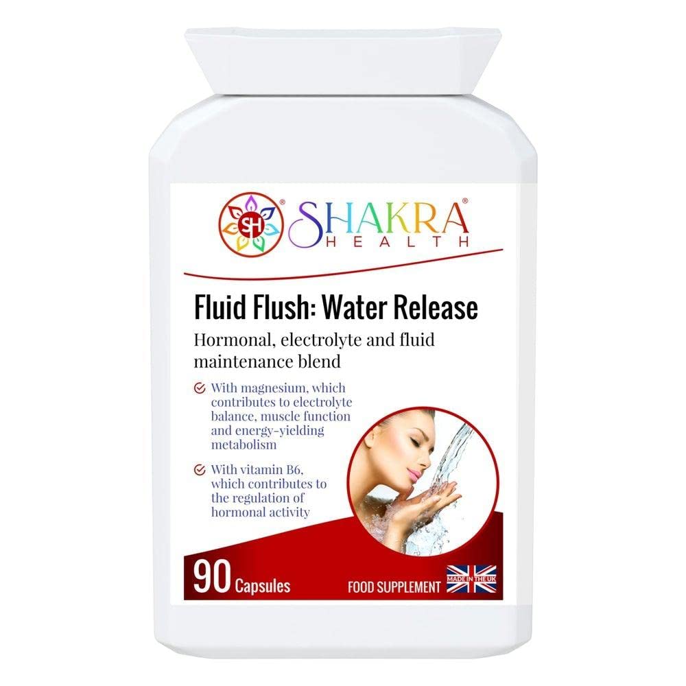 SH SHAKRA HEALTH Fluid Flush: 90 Capsules for Water Balance & Bloating Relief. Supports Natural Fluid Flow, Hormone Harmony & Weight Management Goals | Plant-Based Formula