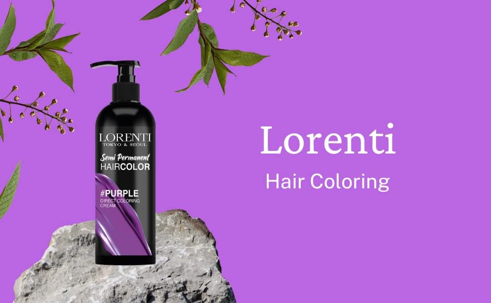 Lorenti Semi Permanent Direct Coloring Cream | Long Lasting Hair Colour Result | Purple 250ml