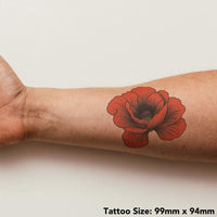 Azeeda 'Red Poppy Flower' Temporary Tattoo - Water Resistant, Skin-Safe, Non-Toxic Transfer (TO00077847)
