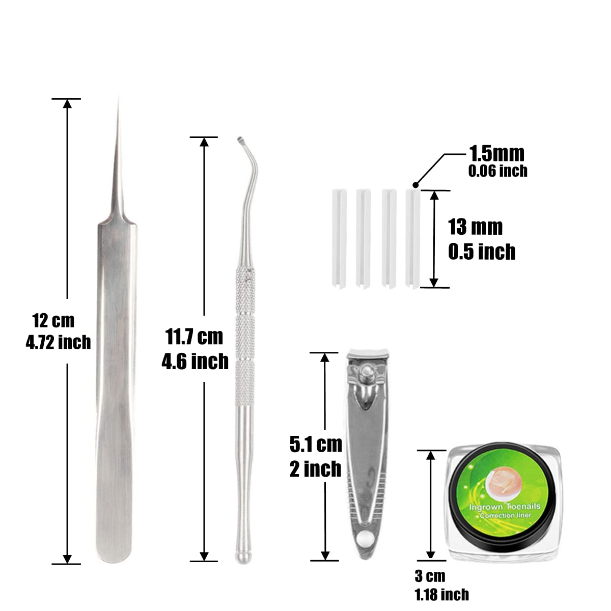 Jinbaetad Ingrown Toenail Correction Treatment Kit with 12 Pcs Ingrown Toenail Correction Pad Recover Clips Ingrown Toenail Corrector Straightener Strips for Women Men's Nail Treatment Pedicure Tool (4 Pcs Set)