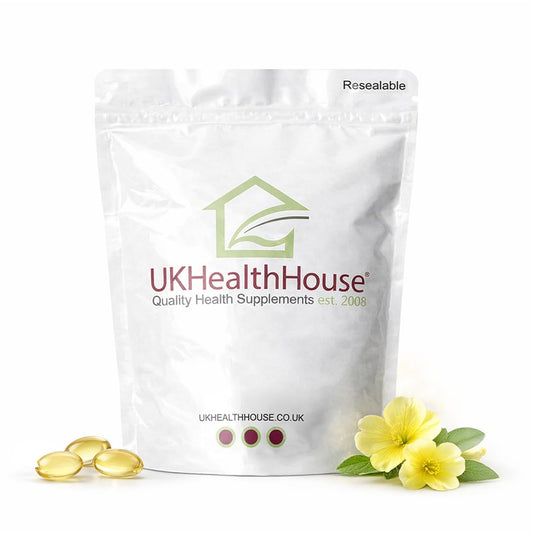 UKHealthHouse Evening Primrose Oil – EPO Capsules, 1000mg x 60 Softgels – High Strength Omega 6 GLA Content – Great for Skin, Immune System, Hormonal Pain, Hot Flushes & Women’s Health
