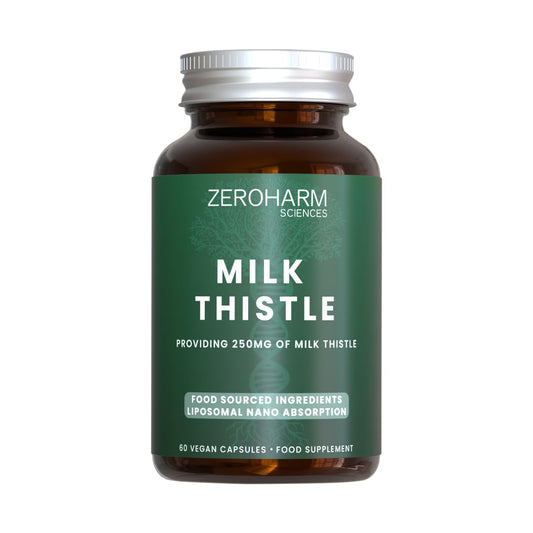 ZEROHARM Milk Thistle Capsules– Liver Support & Detox Supplement with Artichoke, Dandelion & Turmeric – Liposomal Nano Absorption - High Strength Herbal Supplement for Men & Women– 60 Capsules