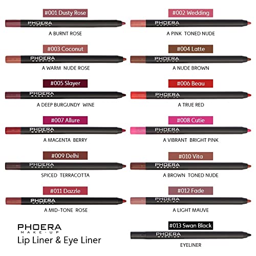 Phoera AQUAPURITY PHOERA Matte Super Smooth Pigmented Lip Liner Long-lasting Smudge proof Matte Lip Pencil Waterproof Makeup Contour Lipliner MATTE SUPER SMOOTH (009 Dehli)