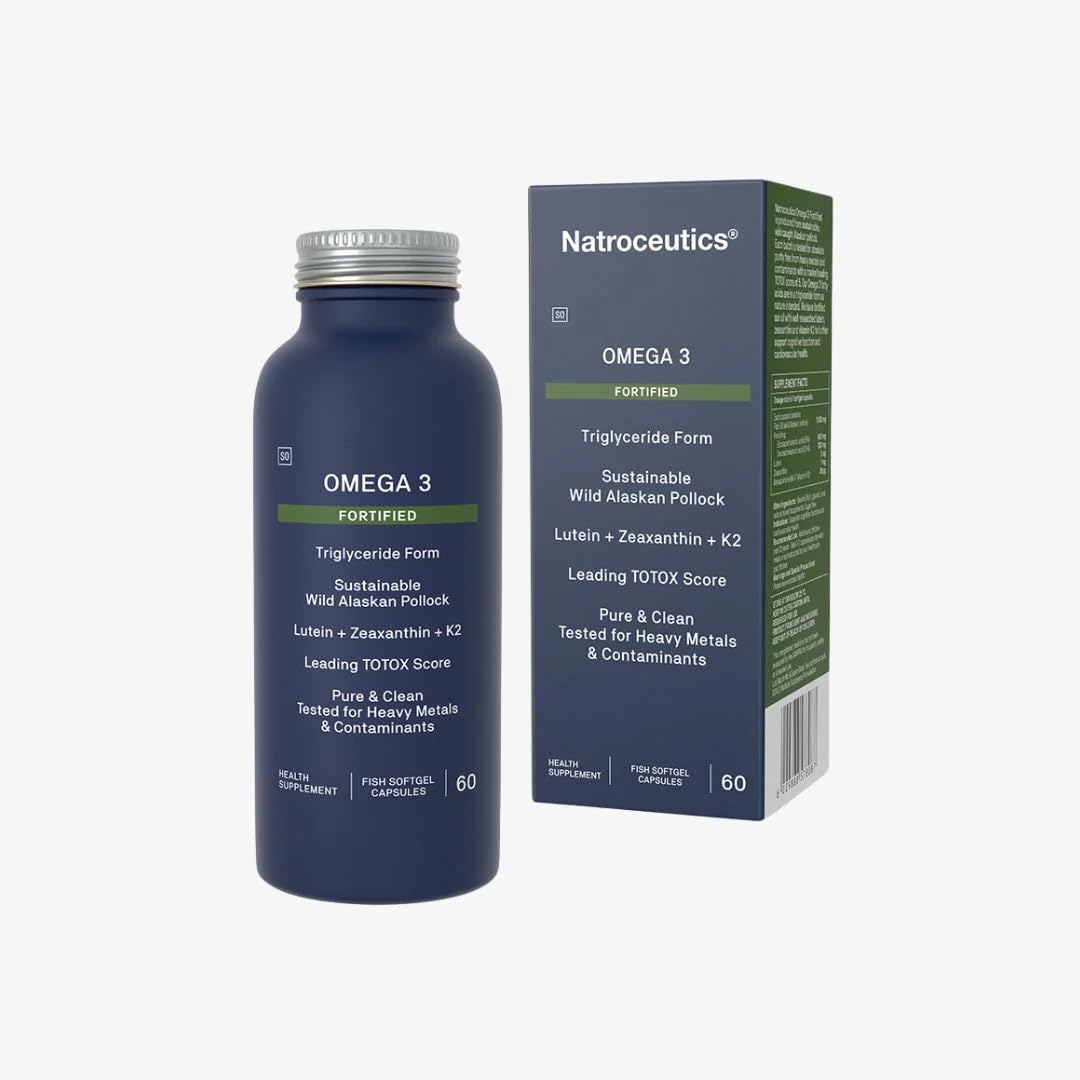 Natroceutics Omega 3 Fortified Triglyceride Capsules, 60 Count, Sustainable Wild Alaskan Pollock, Contains Lutein, Zeaxanthin & K2