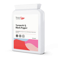 Troo Health Care Turmeric Supplement (500 mg) - 60 Capsules with Black Pepper Extract Piperine | Provides 95% Standardisation of Curcumin | UK Manufactured