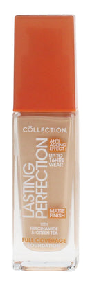 Collection Cosmetics Lasting Perfection Matte Foundation, Full Coverage, Anti-Ageing Effect, 6W Cashew Warm 27ml