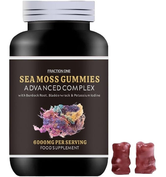 Fraction One Irish SEA Moss Gummies | 120 Gummies | HIGH Strength | 6000MG | Advanced Complex | Irish SEA Moss | Burdock Root | BLADDERWRACK | Potassium Iodine |Sugar Free | 60 Servings | 2 Months Supply | Vegan